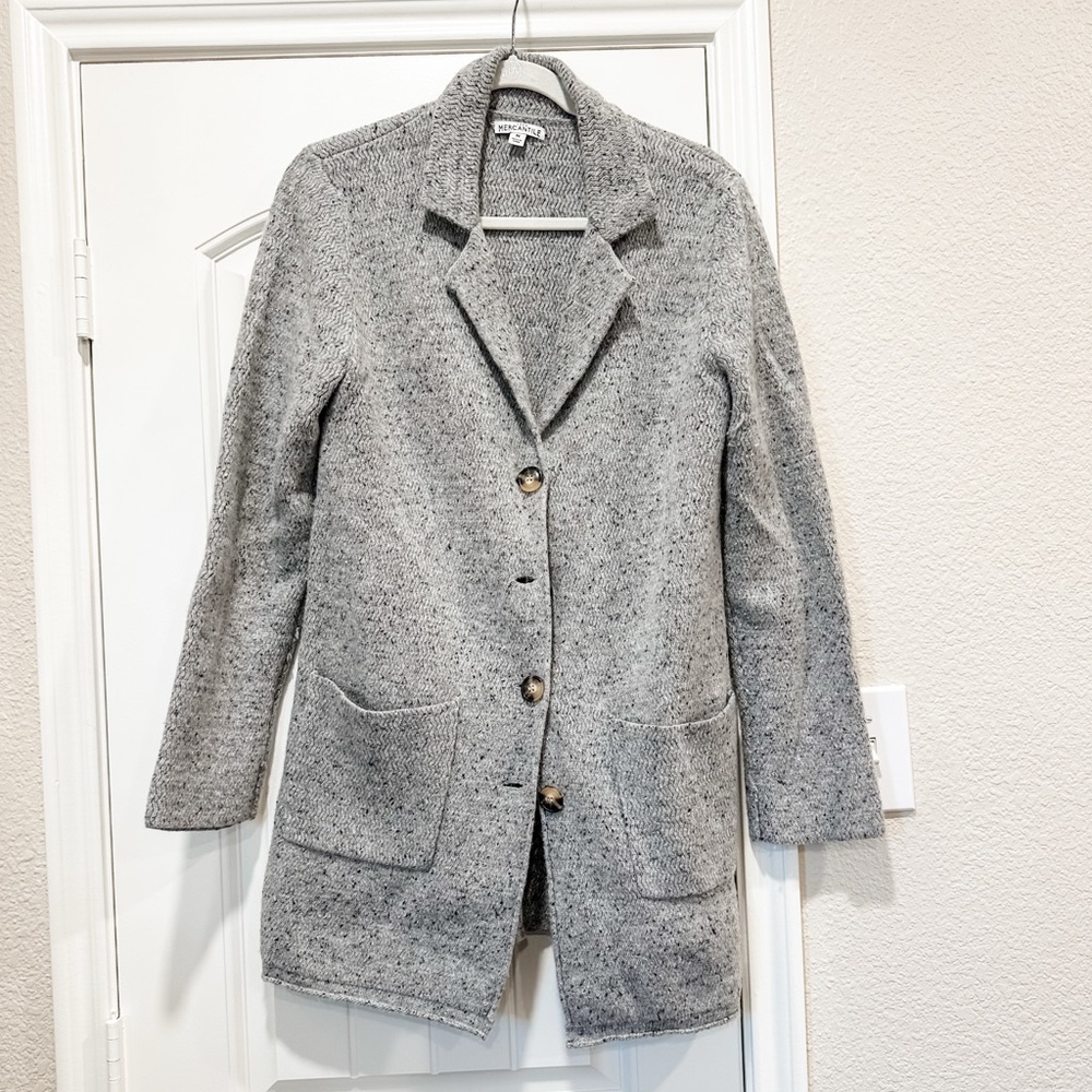 J.Crew Mercantile Women’s Donegal Wool Sweater Coat, Grey, Size Medium